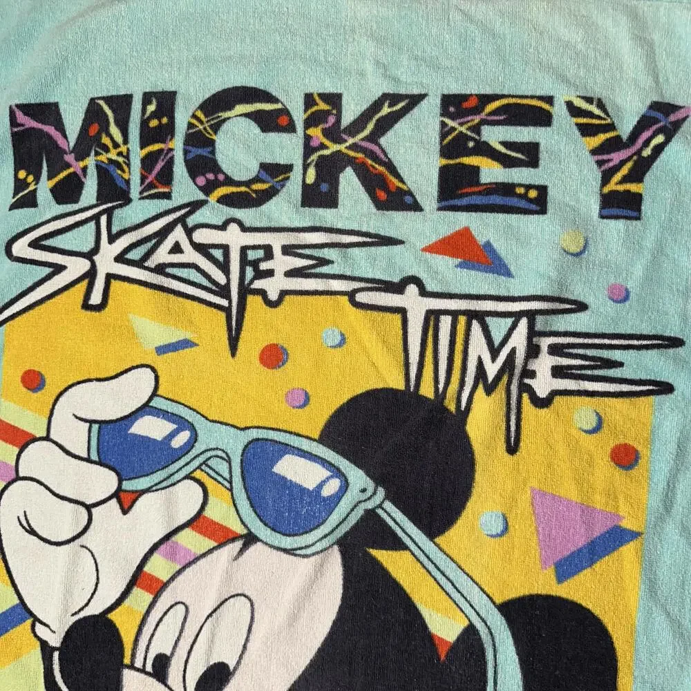 Vintage Mickey Mouse Skate Time Beach Towel - 90s Disney - Retro Pool Towel